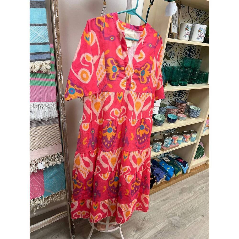 NEW Z&L EUROPE women's ikat maxi dress in pink